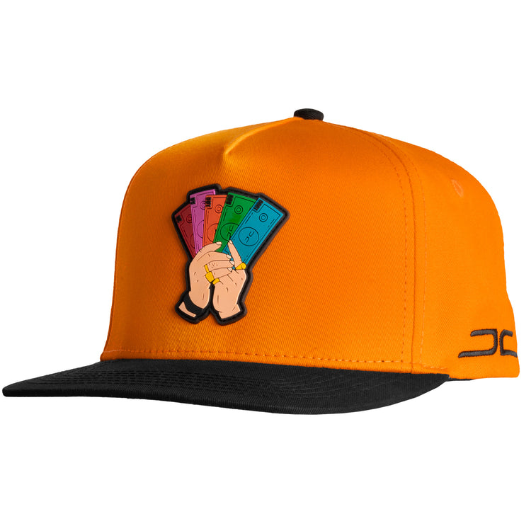 Money Hand Embroidered Snapback Cap Orange