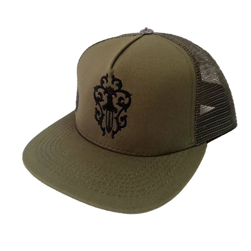 Gothic Emblem Trucker Hat Army Green