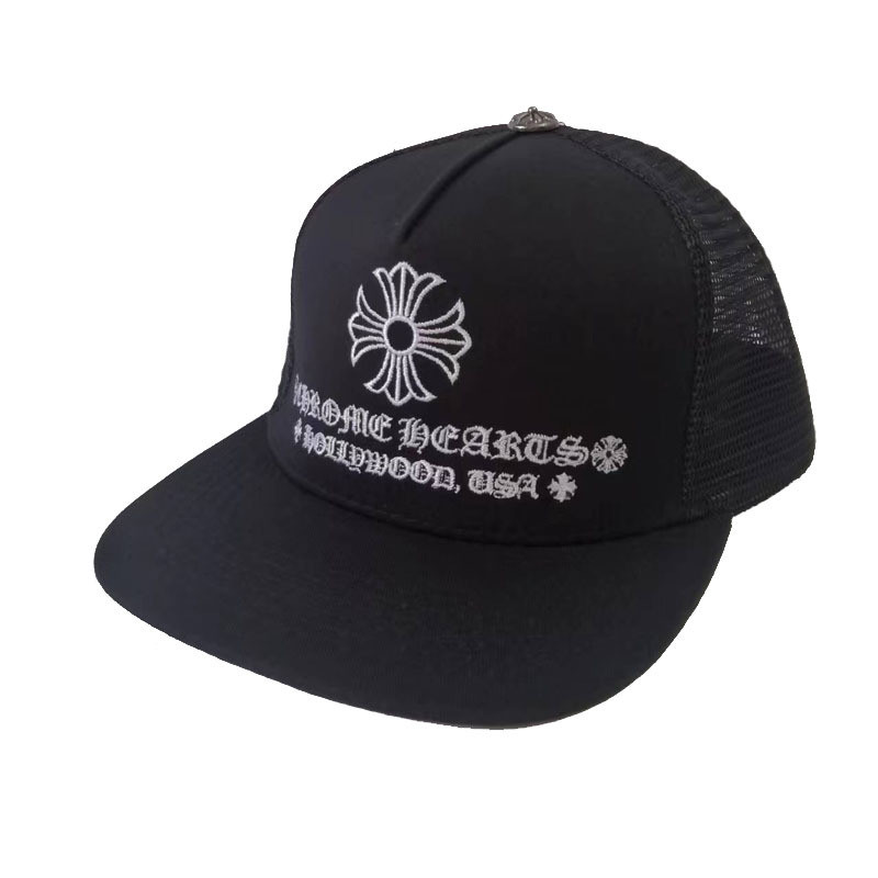 Gothic Cross Embroidery Trucker Hat Black