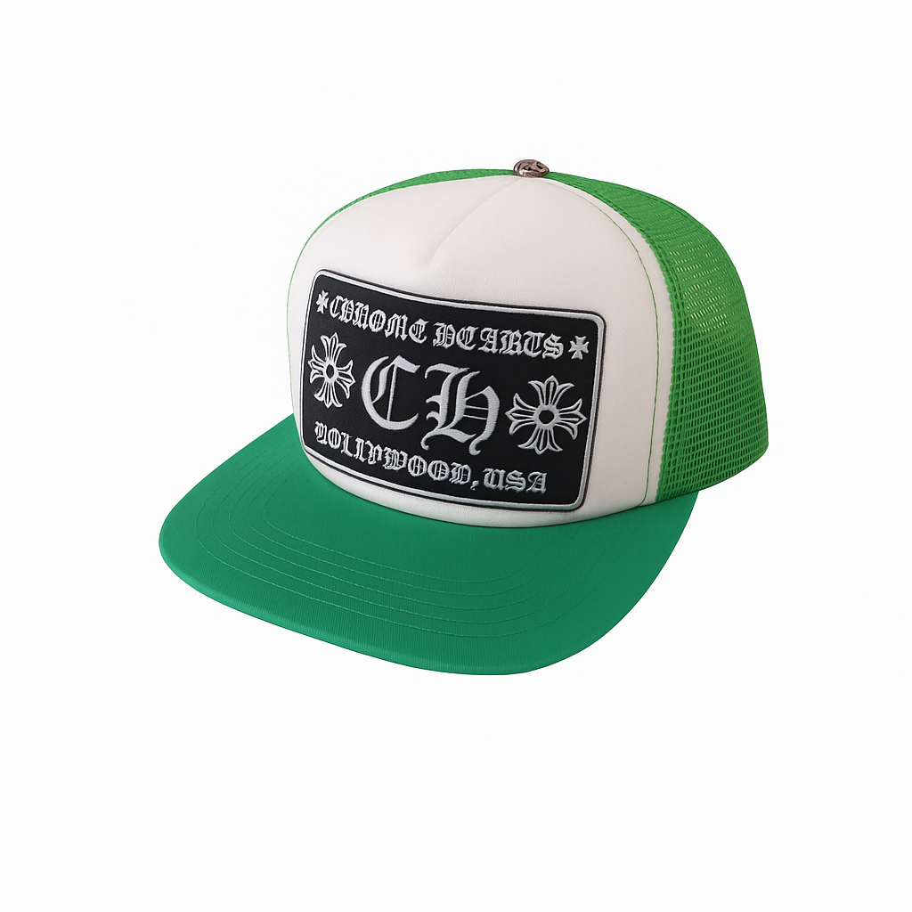 Embroidered Patch Trucker Cap Green