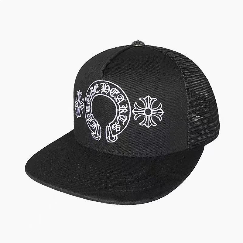 Horseshoe Cross Embroidery Trucker Cap Black