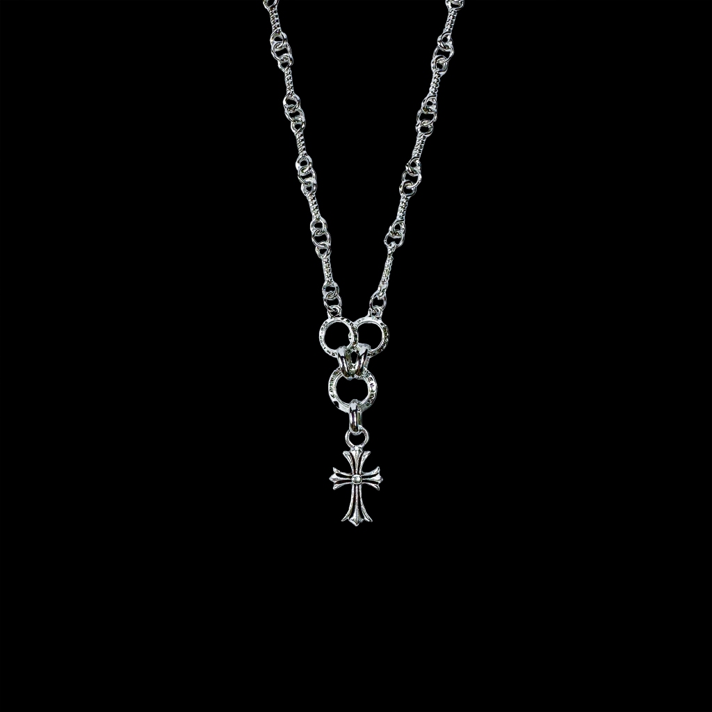 Titanium Silver Plated Gothic Cross Pendant Necklace