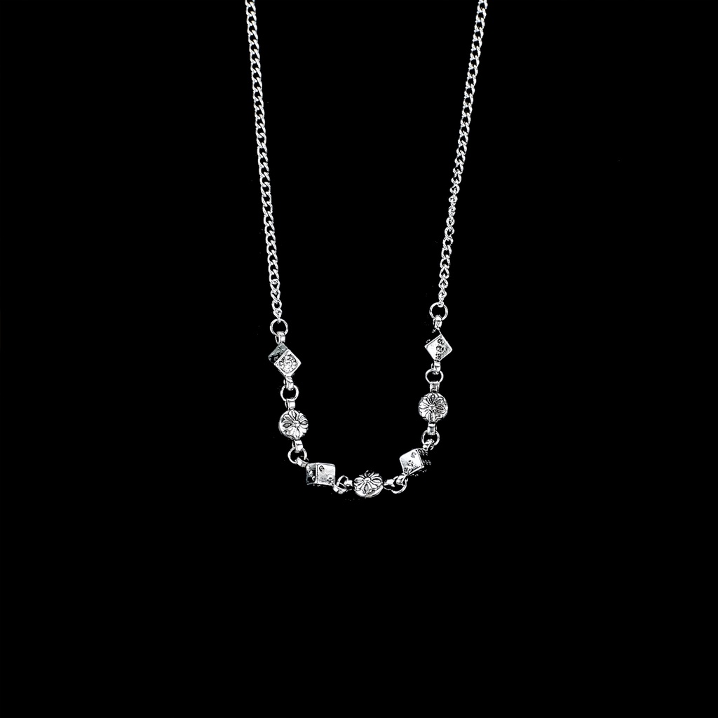 Titanium Silver Plated Gothic Cube Charm Necklace