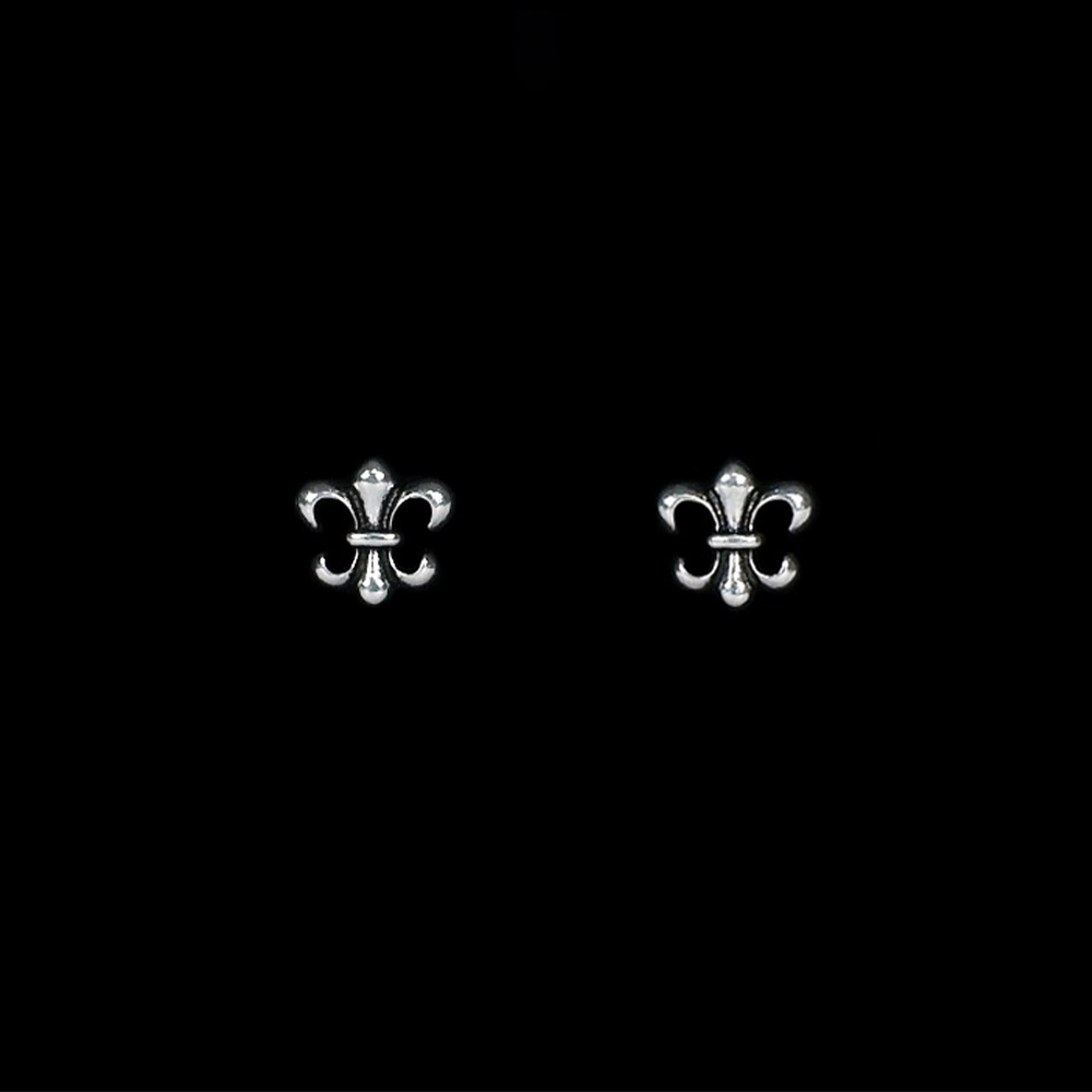 Titanium Silver Plated Fleur de Lis Stud Earrings