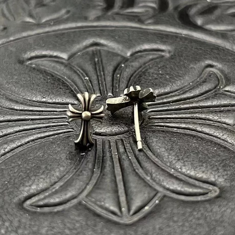 Chrome Hearts Style Titanium Silver Mini Cross Stud Earrings