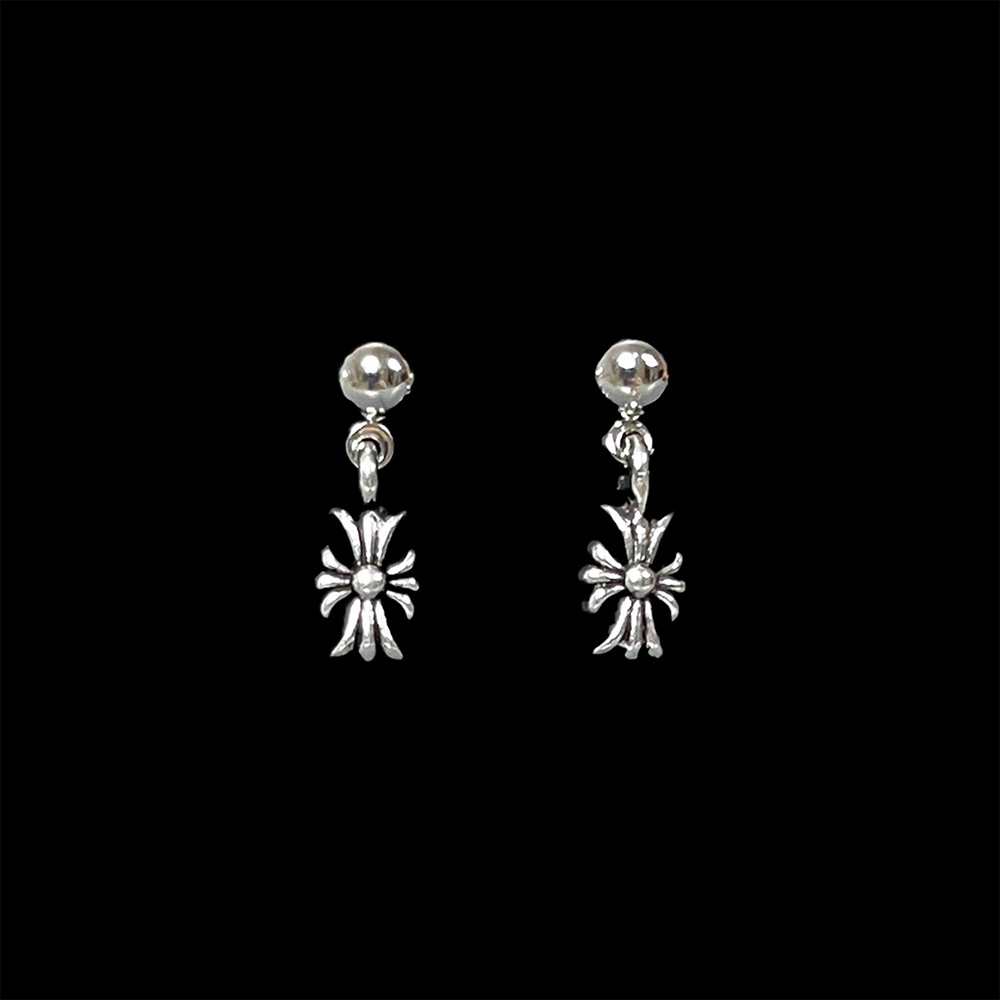 Titanium Silver Plated Cross Drop Earrings