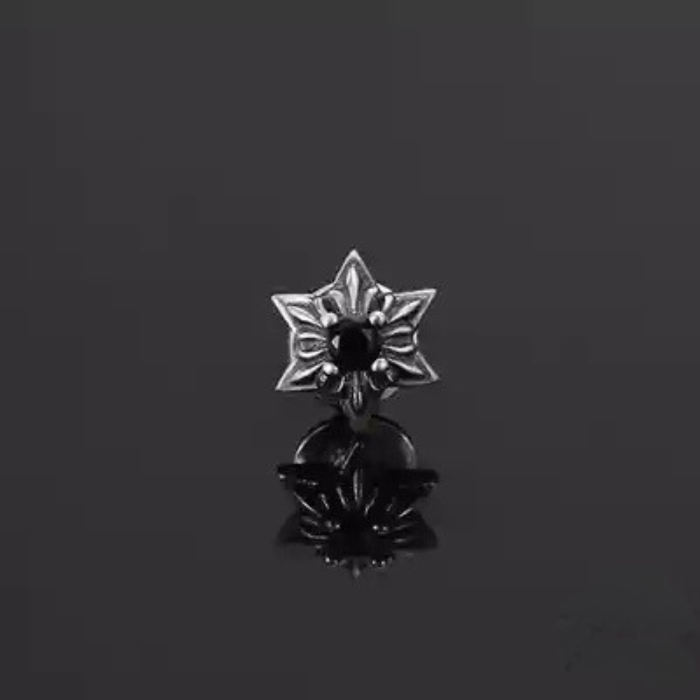 Chrome Hearts Style Gothic Six-Petal Flower Stud Earrings