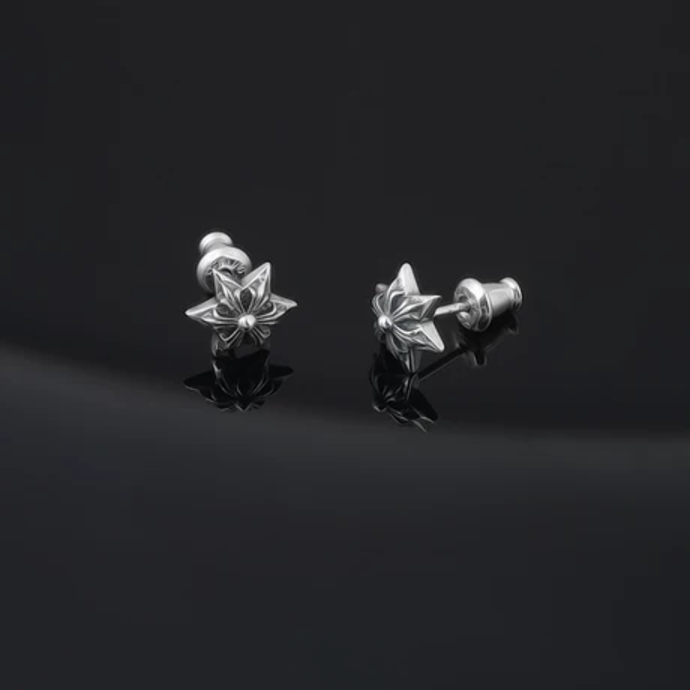 Titanium Silver Lotus Stud Earrings