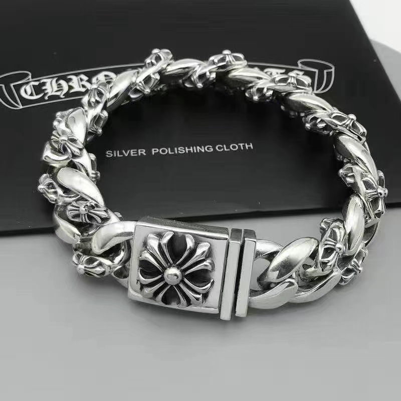 Chrome Hearts Sterling Silver Large Cross Link Bracelet