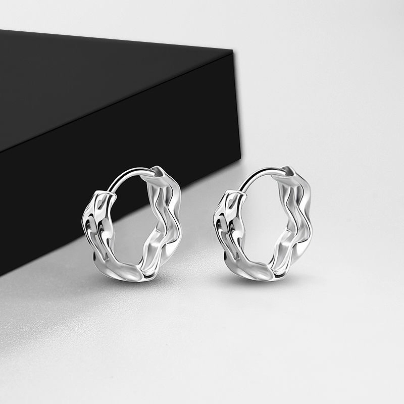 Sterling Silver Wave Hoop Earrings
