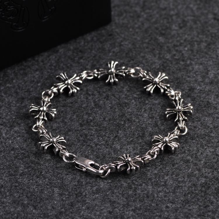 Chrome Hearts Sterling Silver Small Cross Link Bracelet