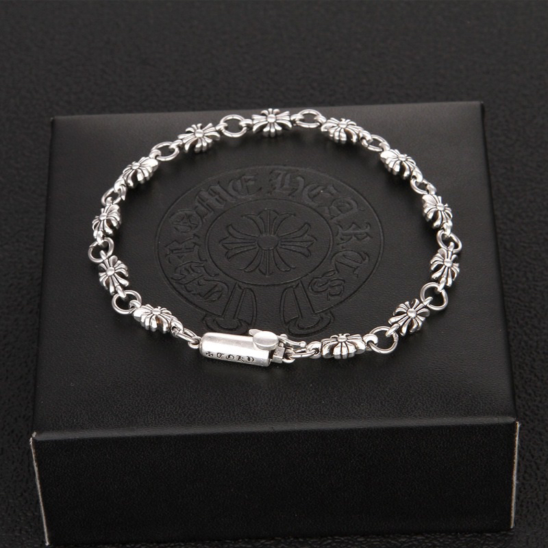 Chrome Hearts Sterling Silver Cross Link Chain Bracelet