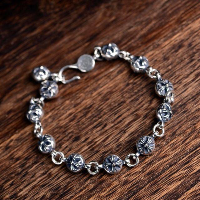 Chrome Hearts Sterling Silver Round Cross Link Bracelet