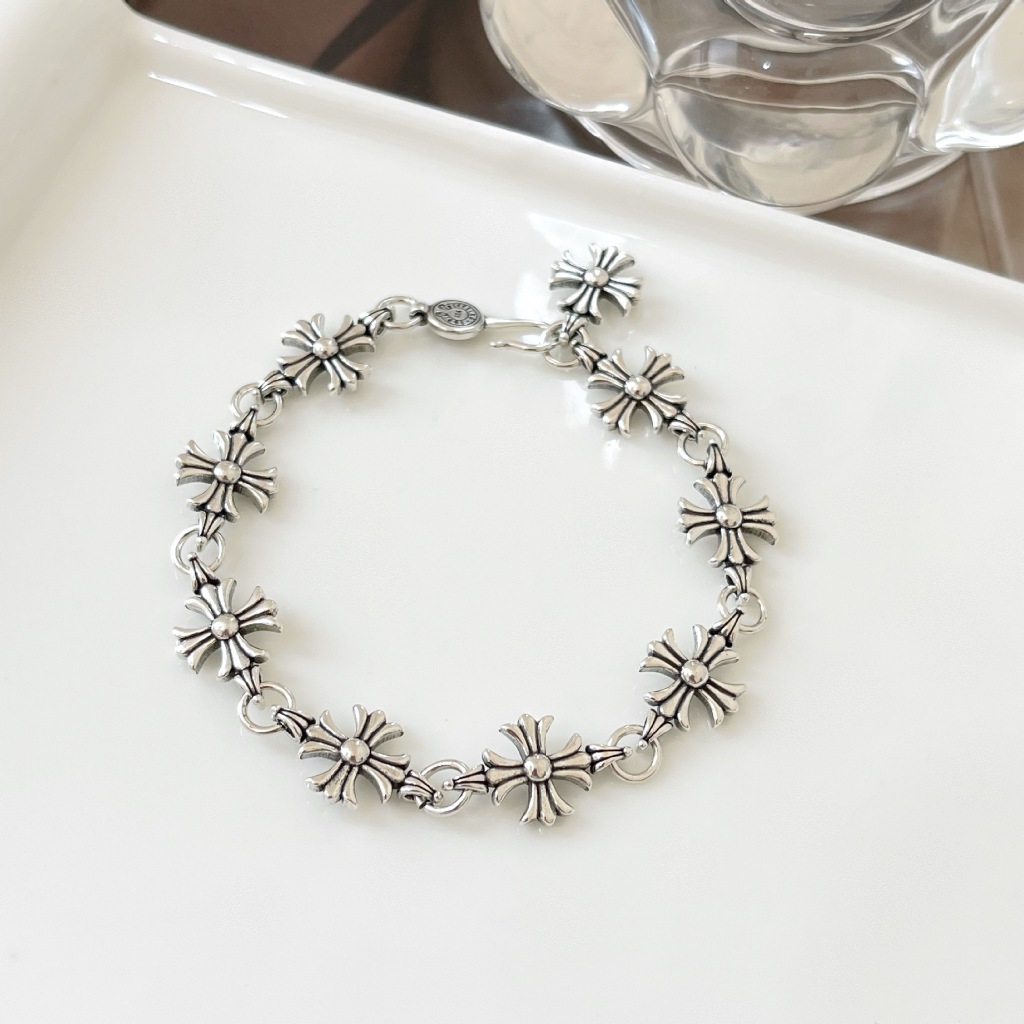 Chrome Hearts Sterling Silver Mini Cross Link Bracelet