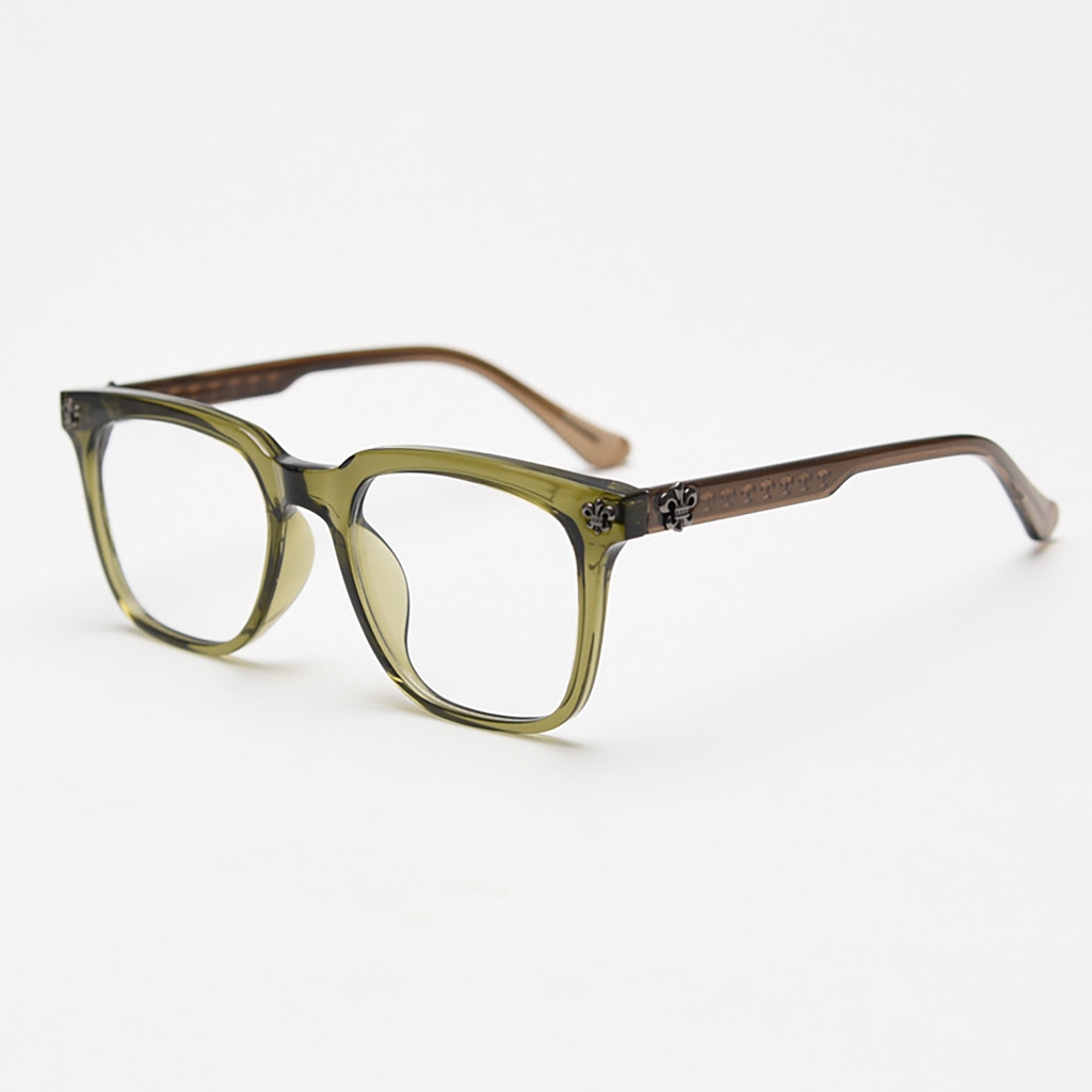 Chrome Hearts Classic Olive Green Square Frame Glasses