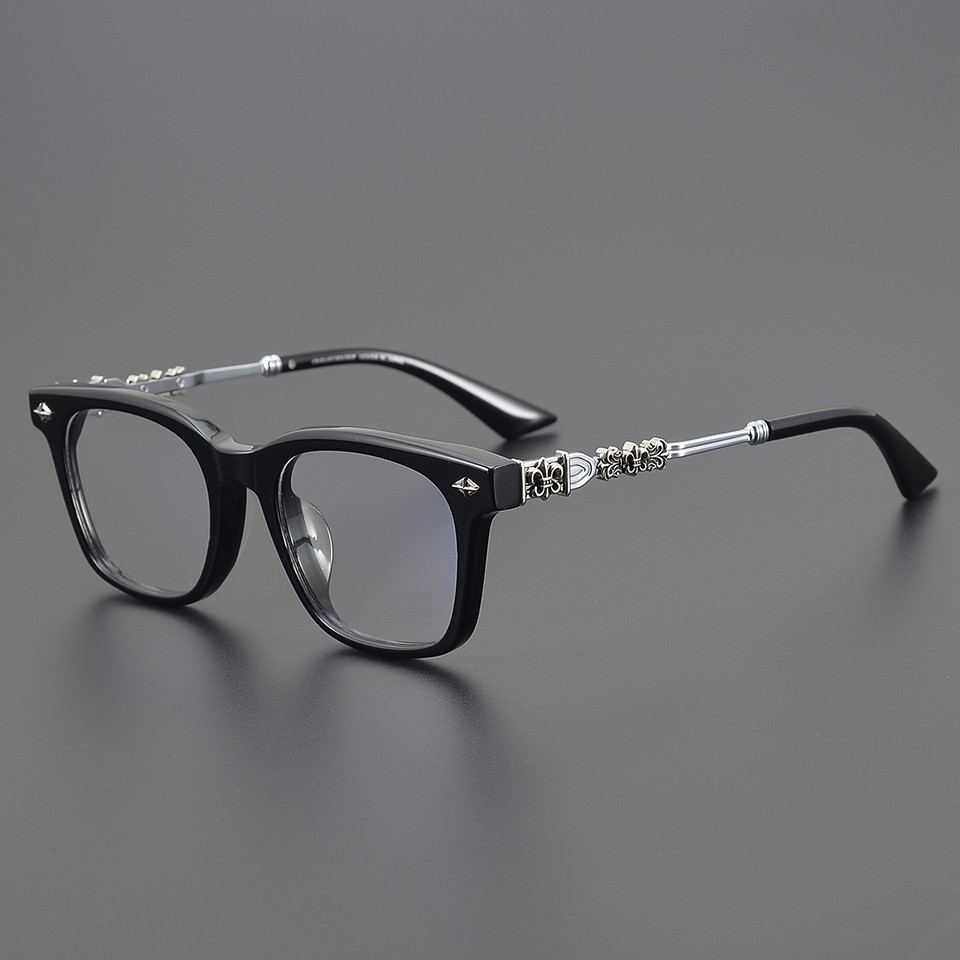 Chrome Hearts Black Frame Silver Temple Eyeglasses