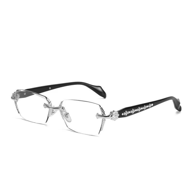 Chrome Hearts Semi-Rimless Black Temple Glasses