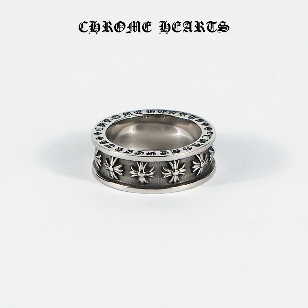Chrome Hearts Cross Motif Engraved Silver Ring