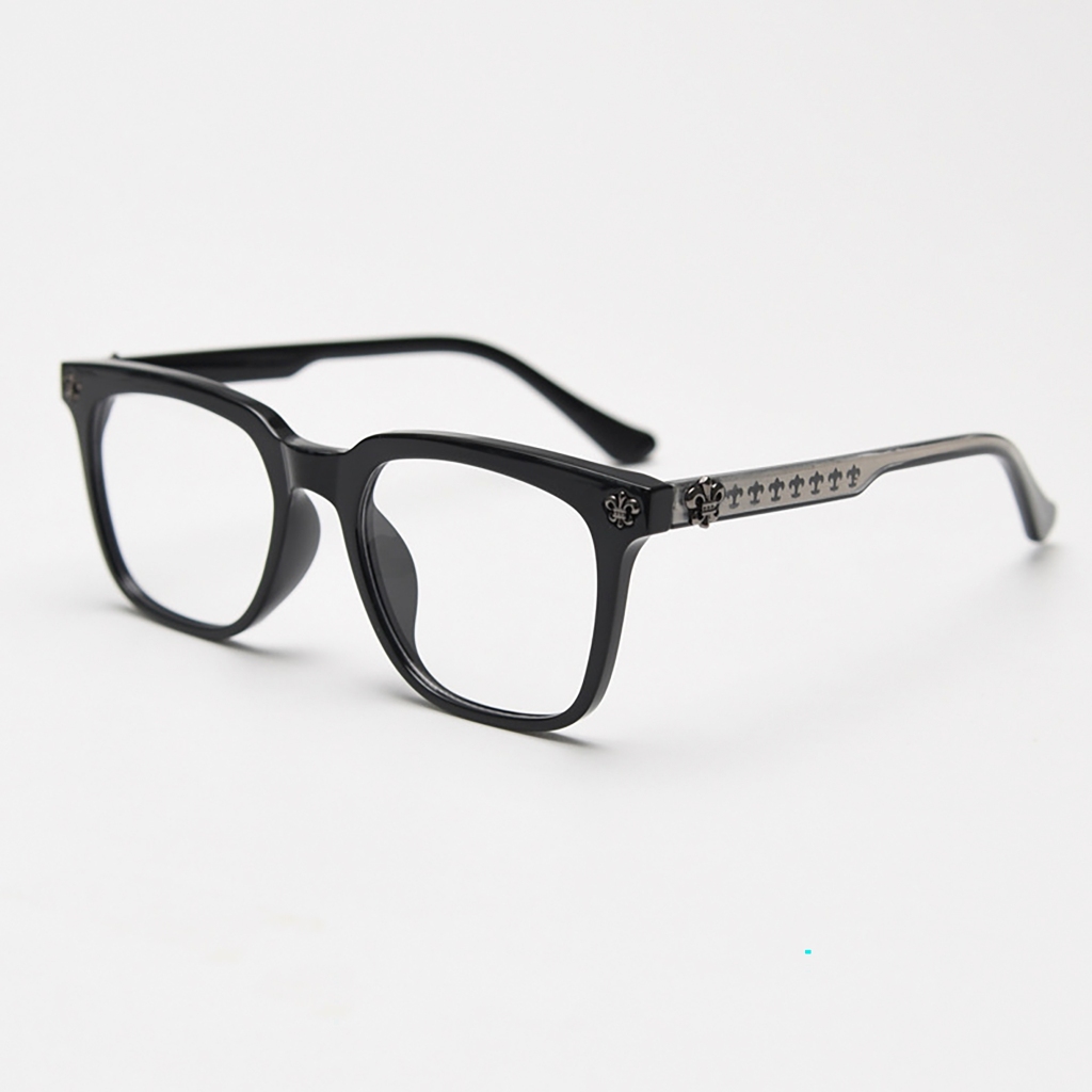 Chrome Hearts Classic Glossy Black Square Frame Glasses