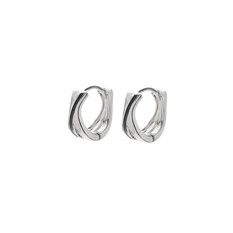 Minimalist Intertwined Curve Silver Hoop Earrings